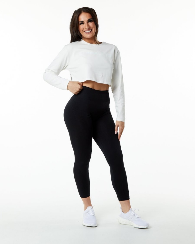 Manches Longues Alphalete Core LS Crop Avalanche Femme | FDV-56925377