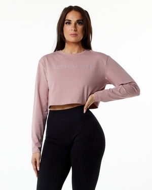 Manches Longues Alphalete Core LS Crop Mauve Femme | VLJ-18760610