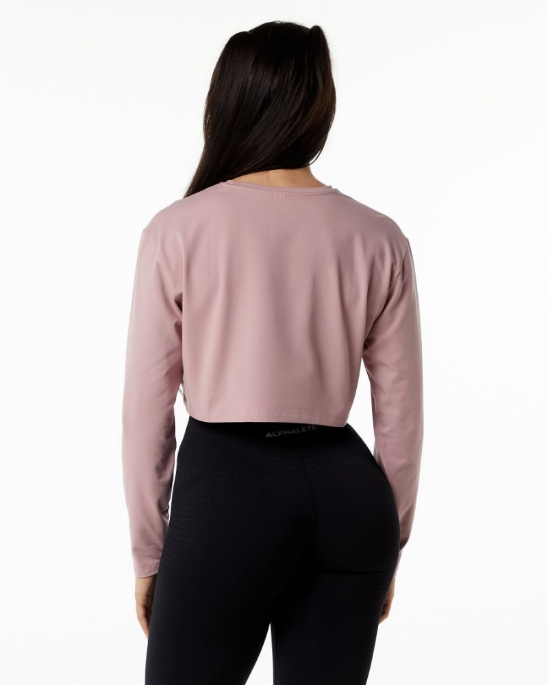 Manches Longues Alphalete Core LS Crop Mauve Femme | VLJ-18760610