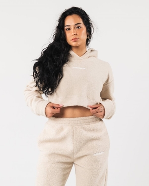 Sweat a Capuche Alphalete King Crop Hoodie Vanilla Femme | KDE-01660789