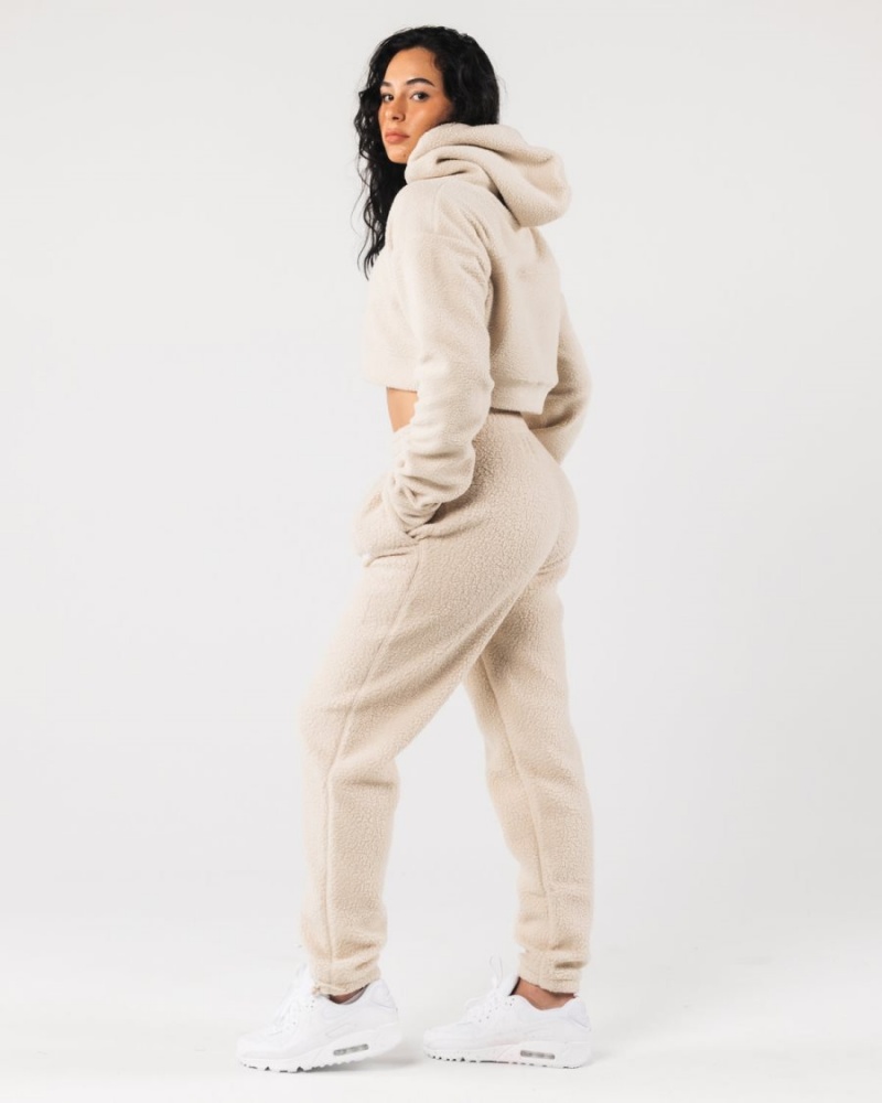 Sweat a Capuche Alphalete King Crop Hoodie Vanilla Femme | KDE-01660789