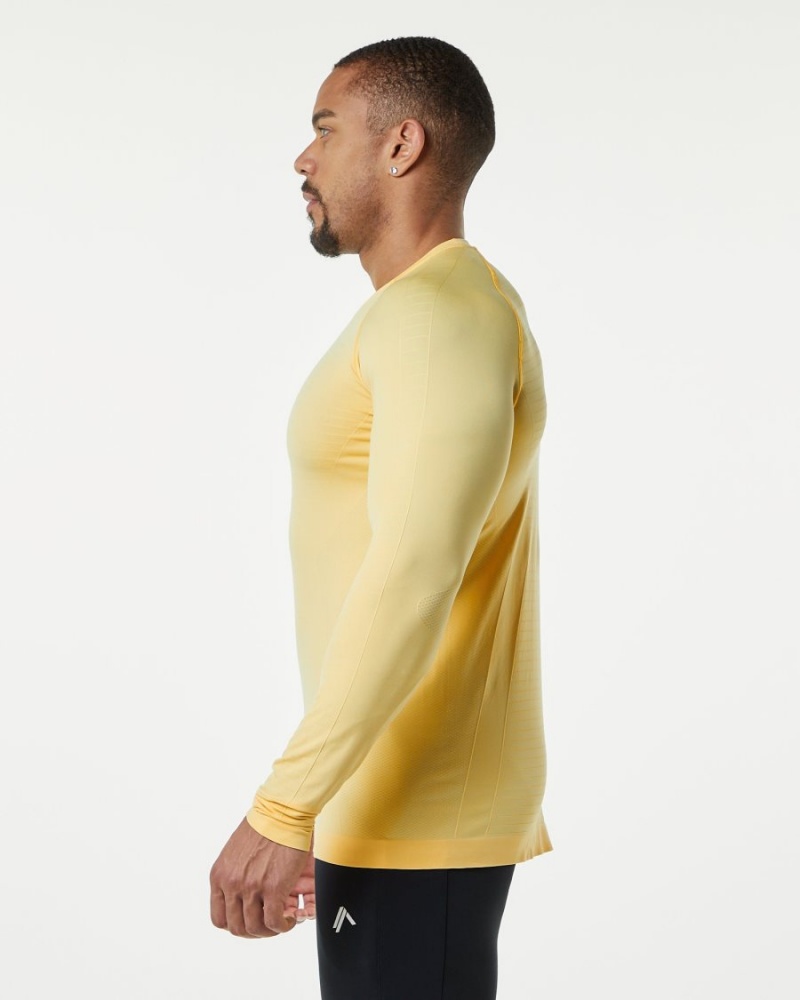 Chemises Alphalete Hero Long Sleeve Tee Faded Honey Homme | AUJ-40347297