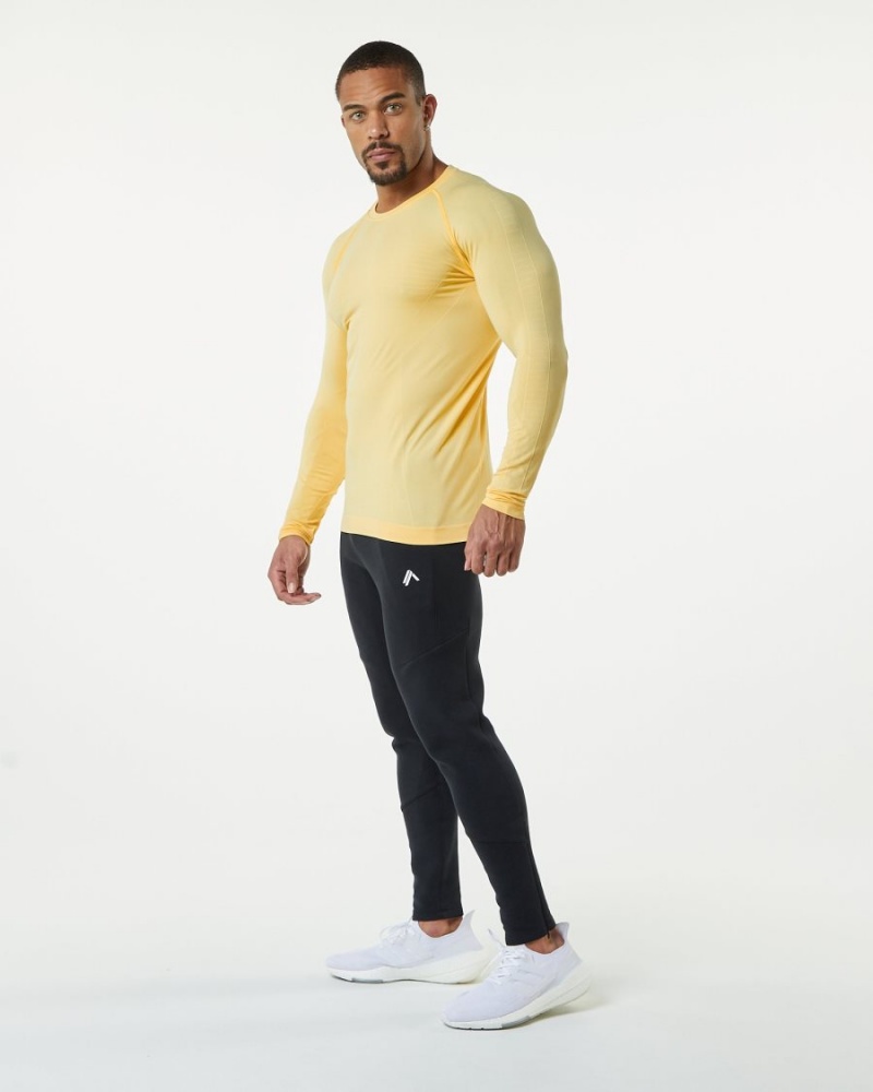 Chemises Alphalete Hero Long Sleeve Tee Faded Honey Homme | AUJ-40347297