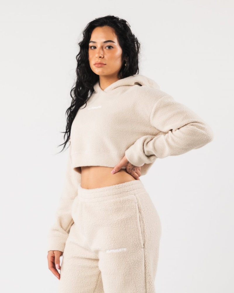 Sweat a Capuche Alphalete King Crop Hoodie Vanilla Femme | KDE-01660789