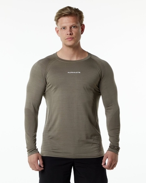 Chemises Alphalete Ozone LS Tee Cedar Homme | ADH-92662593