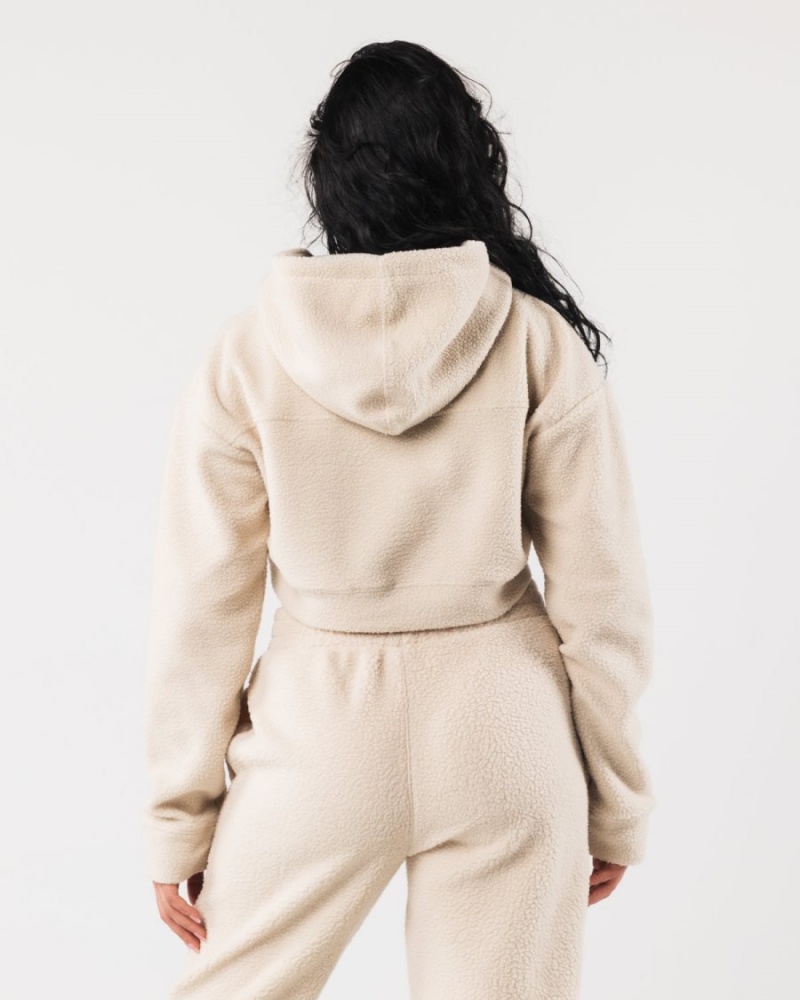 Sweat a Capuche Alphalete King Crop Hoodie Vanilla Femme | KDE-01660789