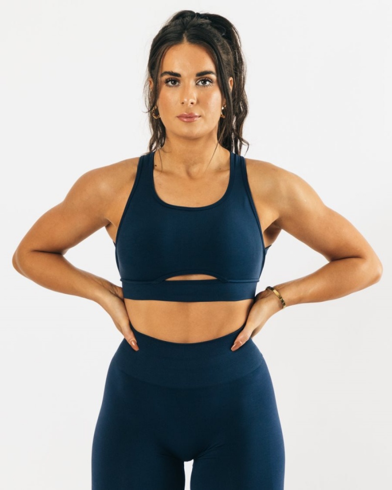 Soutien Gorge Sport Alphalete Trinity Bra Bleu Femme | TII-00877956