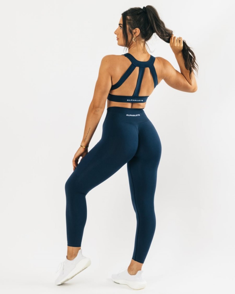 Soutien Gorge Sport Alphalete Trinity Bra Bleu Femme | TII-00877956