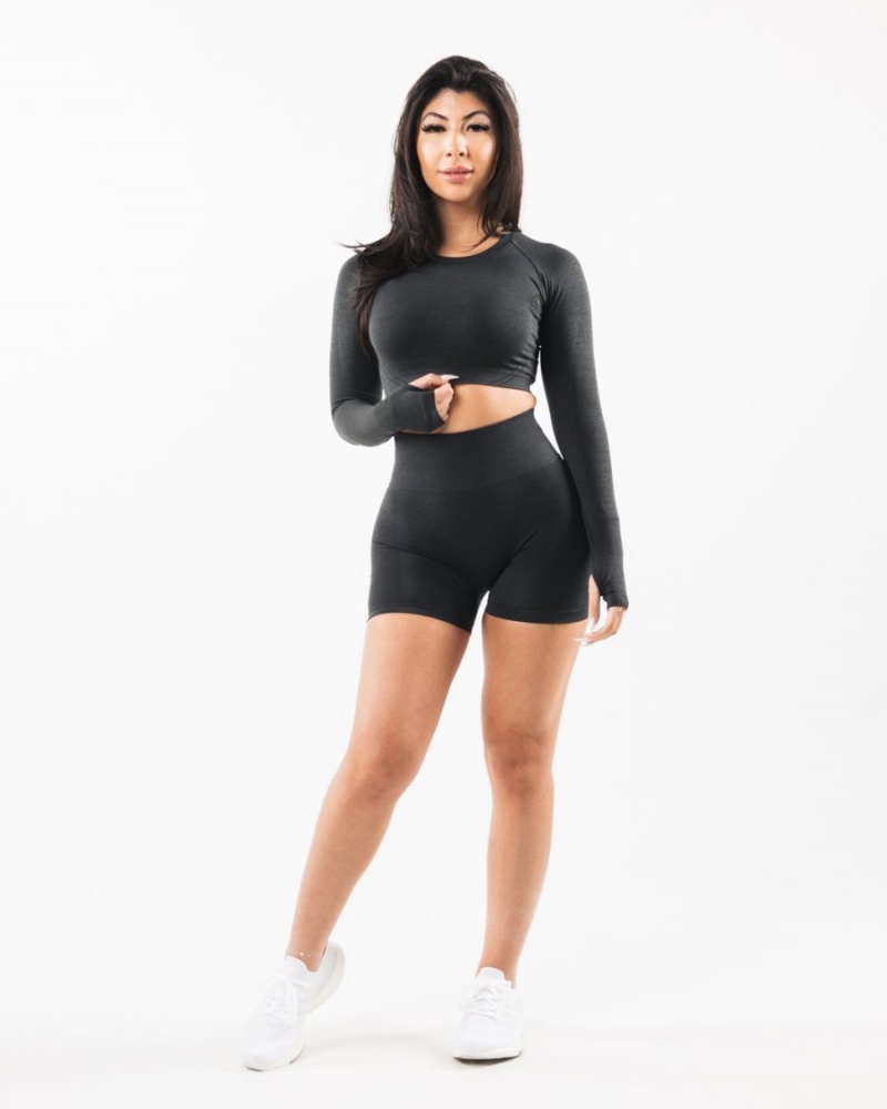 Manches Longues Alphalete Stratus LS Crop Shadow Femme | DHZ-25690963