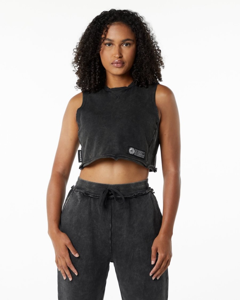 Debardeur Alphalete Very Terry Crop Cutoff Onyx Femme | OHP-18703761