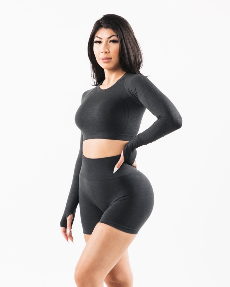 Manches Longues Alphalete Stratus LS Crop Shadow Femme | DHZ-25690963