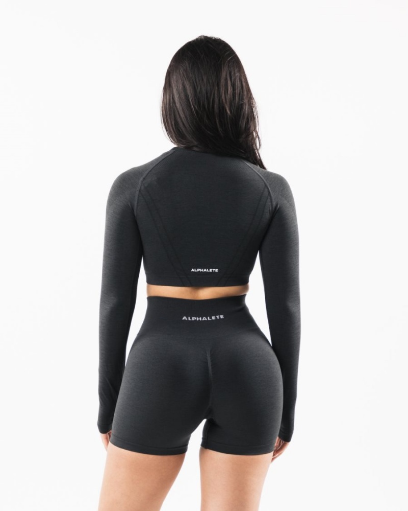 Manches Longues Alphalete Stratus LS Crop Shadow Femme | DHZ-25690963