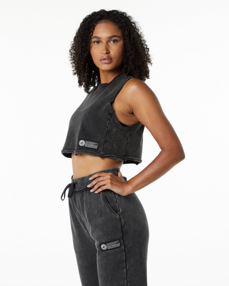 Debardeur Alphalete Very Terry Crop Cutoff Onyx Femme | OHP-18703761