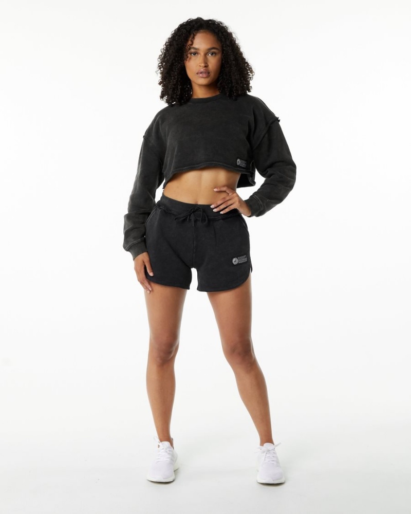 Vestes Alphalete Very Terry Crop Pullover Onyx Femme | UAH-84215884