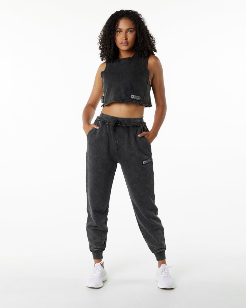 Debardeur Alphalete Very Terry Crop Cutoff Onyx Femme | OHP-18703761