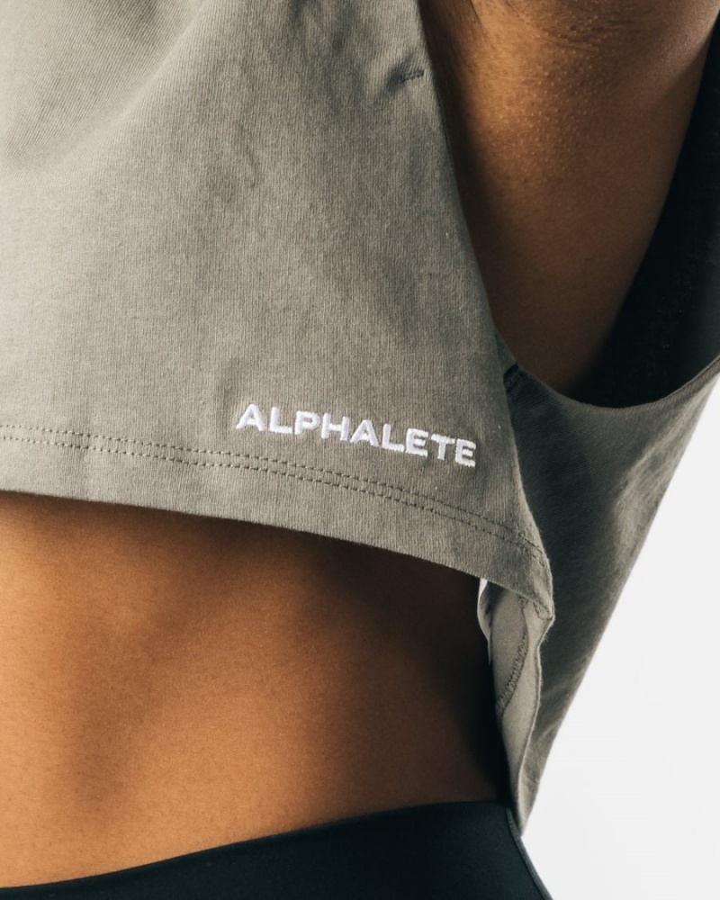 Debardeur Alphalete Heavy Coton Cropped Cutoff Concrete Femme | PFW-24598210