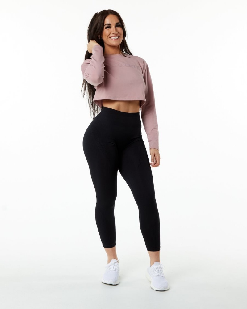 Manches Longues Alphalete Core LS Crop Mauve Femme | VLJ-18760610