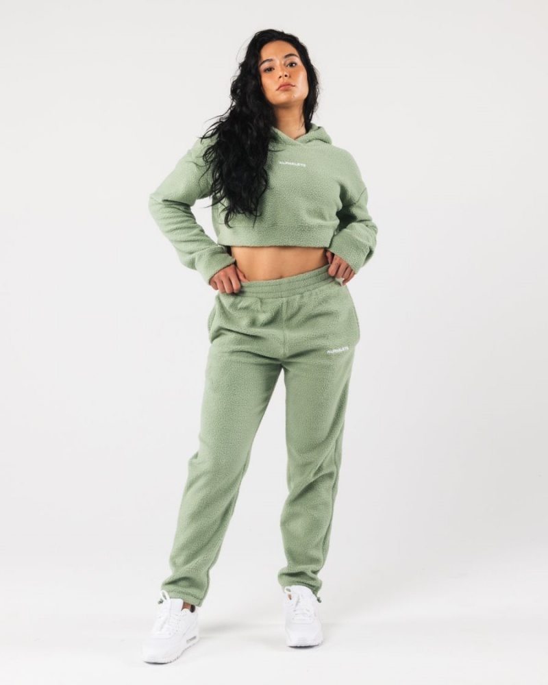 Sweat a Capuche Alphalete King Crop Hoodie Sage Femme | BIJ-77490075