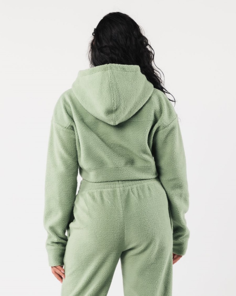 Sweat a Capuche Alphalete King Crop Hoodie Sage Femme | BIJ-77490075