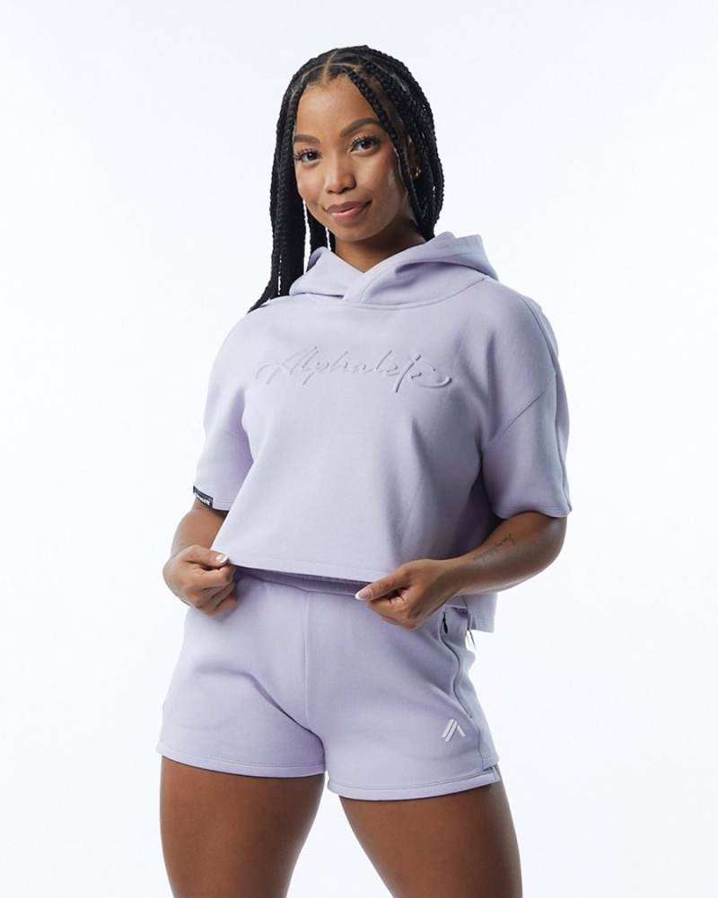 Sweat a Capuche Alphalete ELMTS Half Sleeve Hoodie Lilac Femme | FFX-28379216