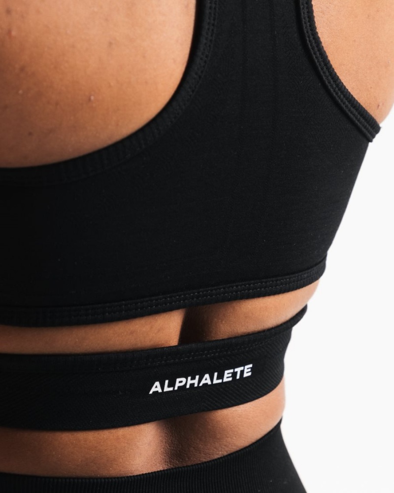 Soutien Gorge Sport Alphalete Stratus Bra Noir Femme | AGN-49641184