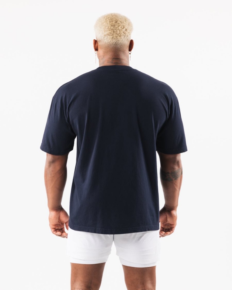 Chemises Alphalete Texas Tee Bleu Marine Homme | XUF-93390017