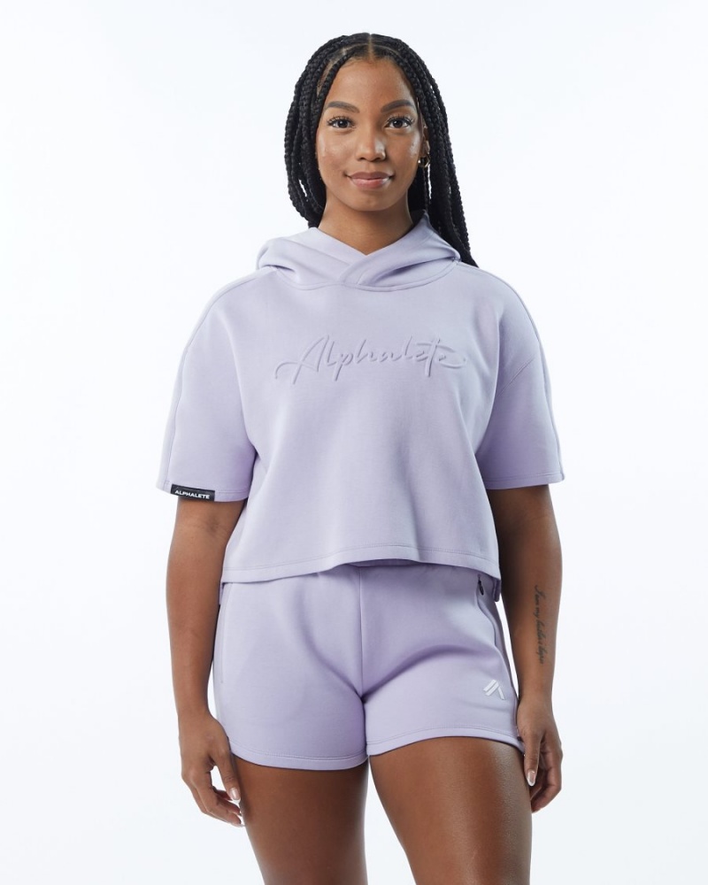 Sweat a Capuche Alphalete ELMTS Half Sleeve Hoodie Lilac Femme | FFX-28379216