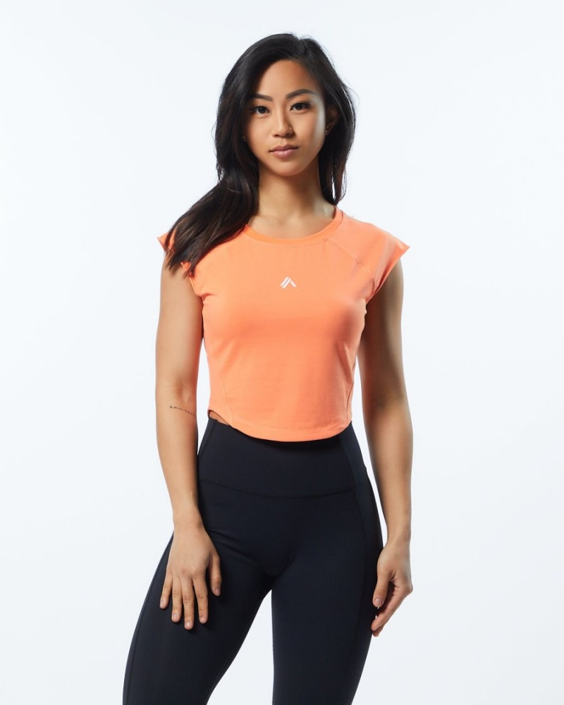 Chemises Alphalete Velocity Crop Tee Electric Peach Femme | IPT-70861526