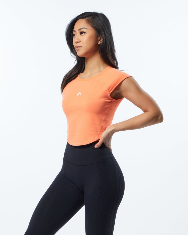 Chemises Alphalete Velocity Crop Tee Electric Peach Femme | IPT-70861526