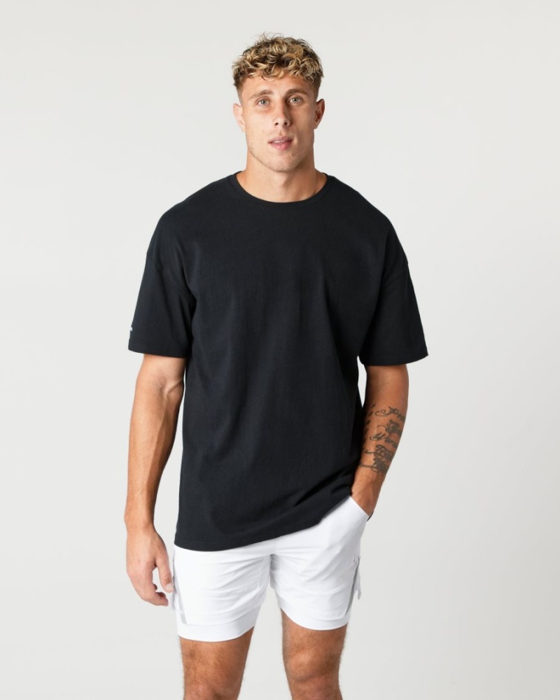 Chemises Alphalete Heavy Coton Core Tee Noir Homme | OFV-59649541