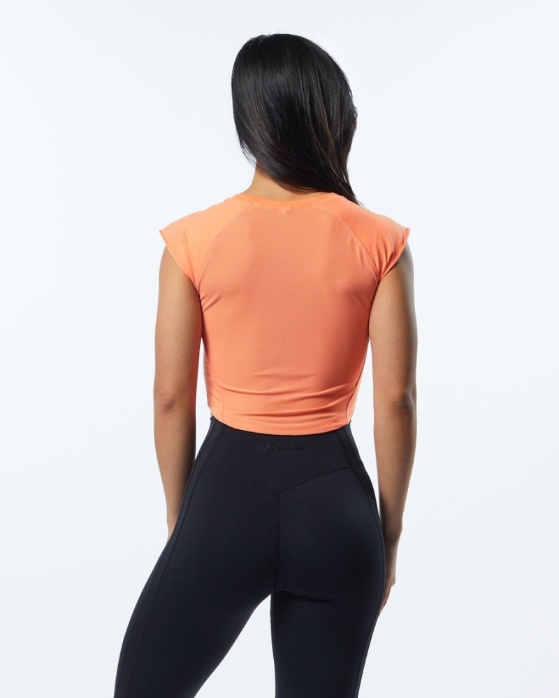 Chemises Alphalete Velocity Crop Tee Electric Peach Femme | IPT-70861526