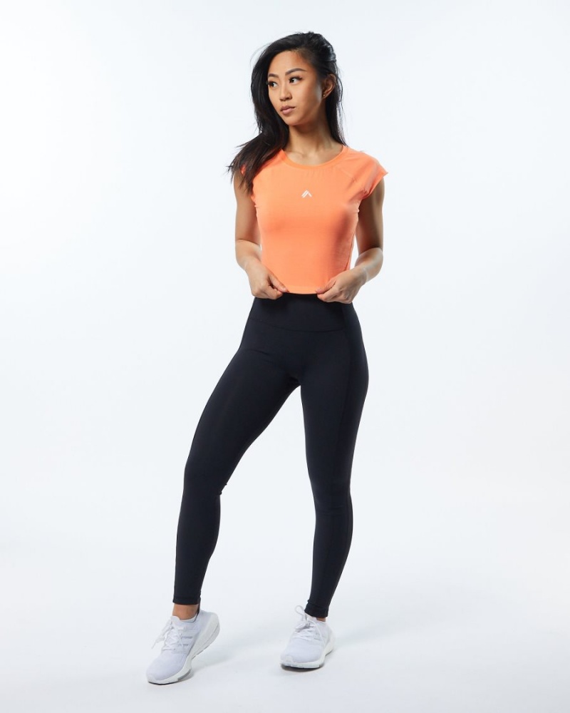 Chemises Alphalete Velocity Crop Tee Electric Peach Femme | IPT-70861526