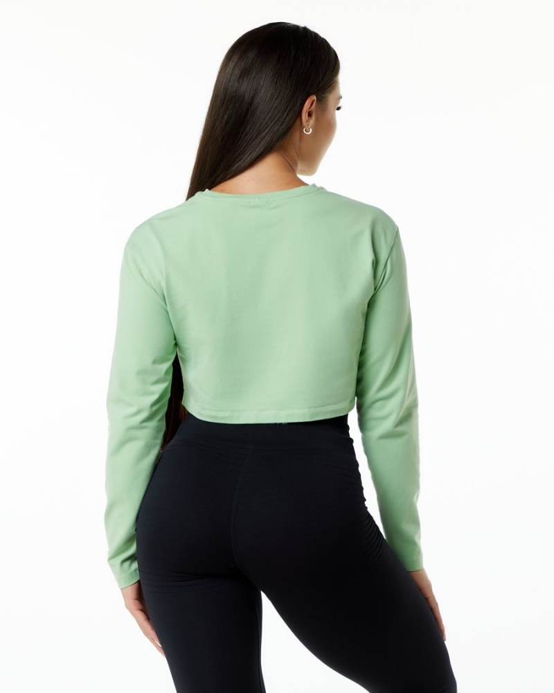 Manches Longues Alphalete Dynasty LS Crop Pistachio Femme | TKH-38713117