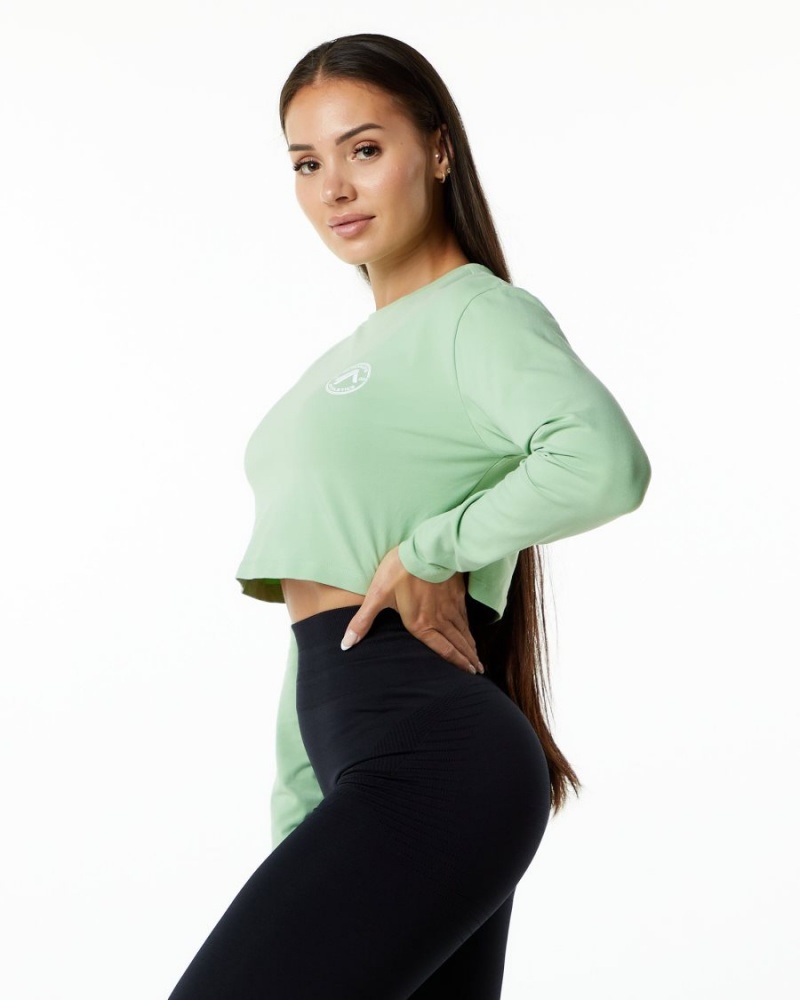 Manches Longues Alphalete Dynasty LS Crop Pistachio Femme | TKH-38713117