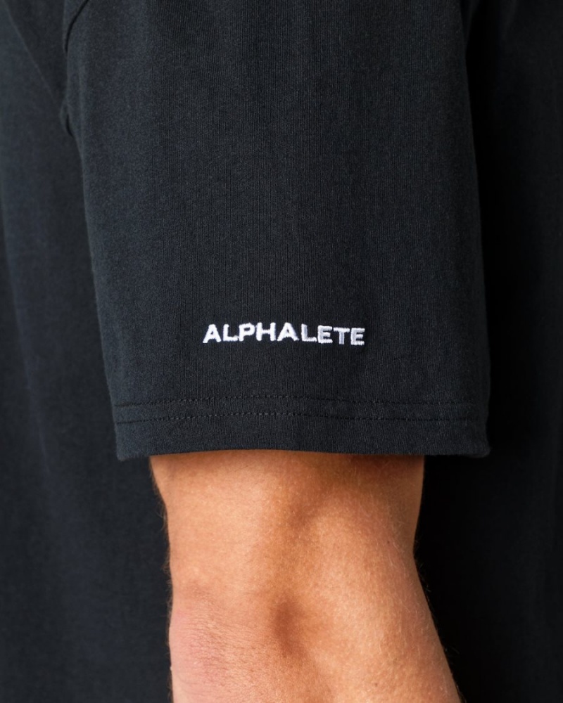 Chemises Alphalete Heavy Coton Core Tee Noir Homme | OFV-59649541