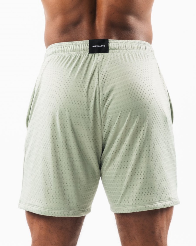 Short Alphalete Wolf Head Mesh Corta 6" Sage Homme | UUW-42664550