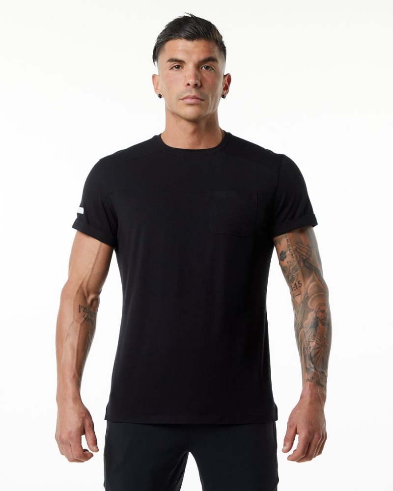 Chemises Alphalete Evo Pocket Tee Noir Homme | YJL-56774903