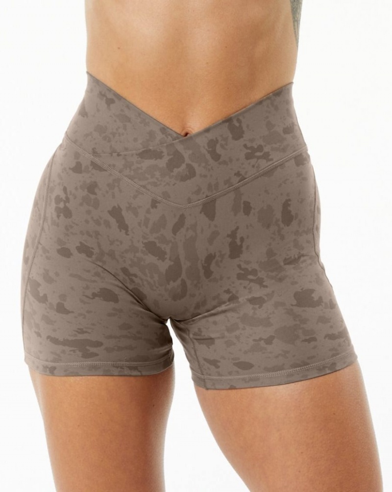 Short Alphalete Surface Power Corta 5" Pebble Print Mocha Femme | TND-69515341