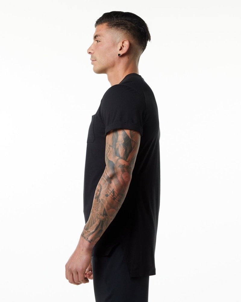 Chemises Alphalete Evo Pocket Tee Noir Homme | YJL-56774903