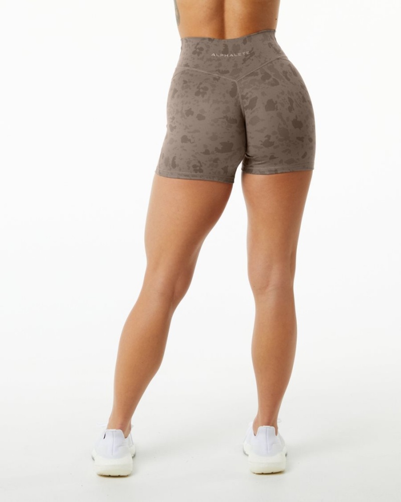 Short Alphalete Surface Power Corta 5" Pebble Print Mocha Femme | TND-69515341