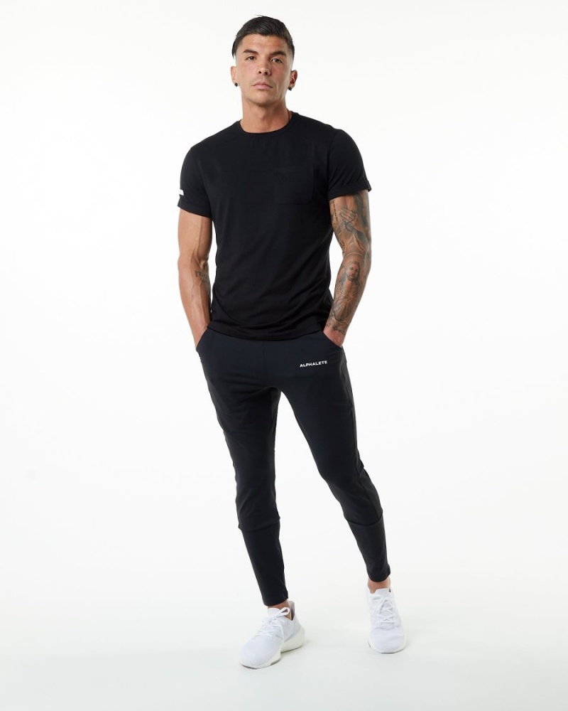 Chemises Alphalete Evo Pocket Tee Noir Homme | YJL-56774903