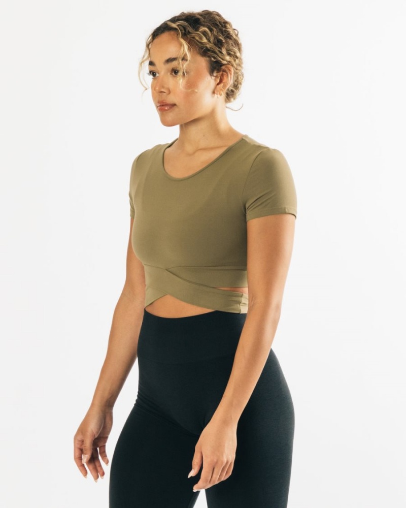 Chemises Alphalete Ultrasoft Wrap Tie Top Vert Olive Femme | SWK-72442259