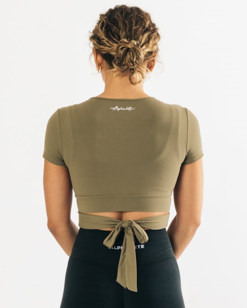 Chemises Alphalete Ultrasoft Wrap Tie Top Vert Olive Femme | SWK-72442259