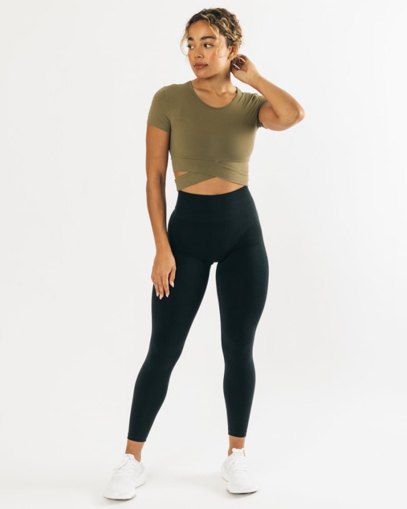 Chemises Alphalete Ultrasoft Wrap Tie Top Vert Olive Femme | SWK-72442259