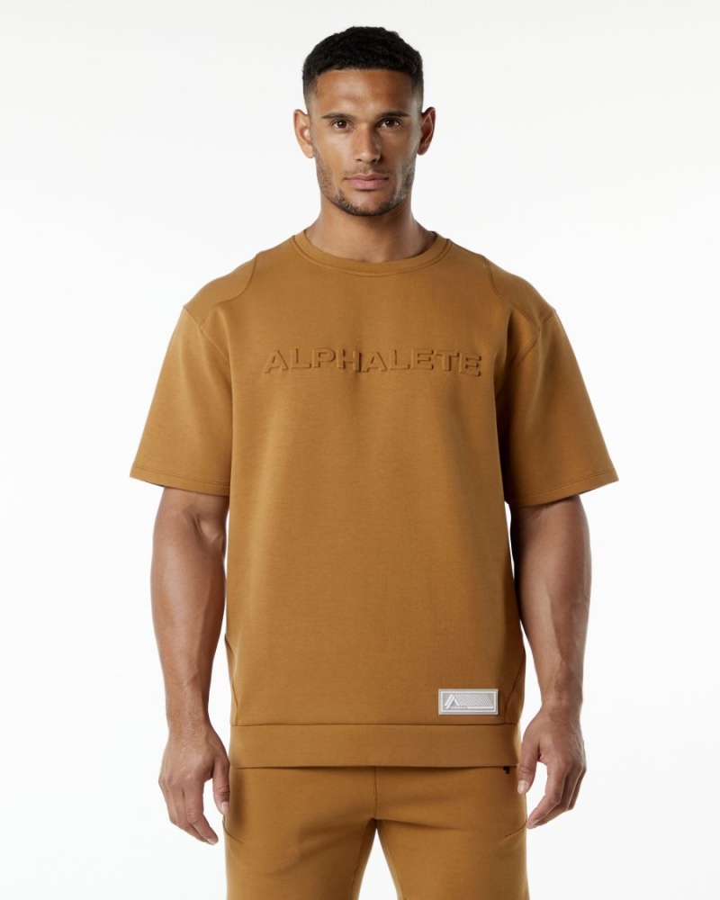 Vestes Alphalete ELMTS Half Sleeve Pullover Almond Homme | HZY-50897090