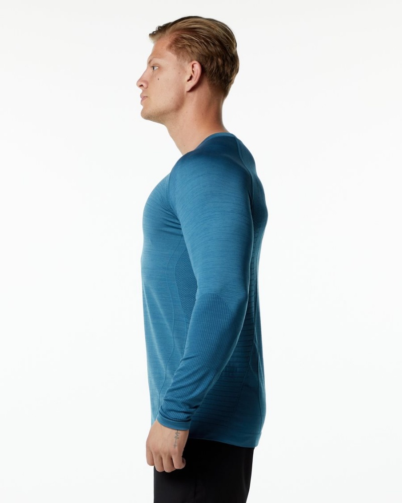 Chemises Alphalete Ozone LS Tee Bleu Homme | QII-82341153