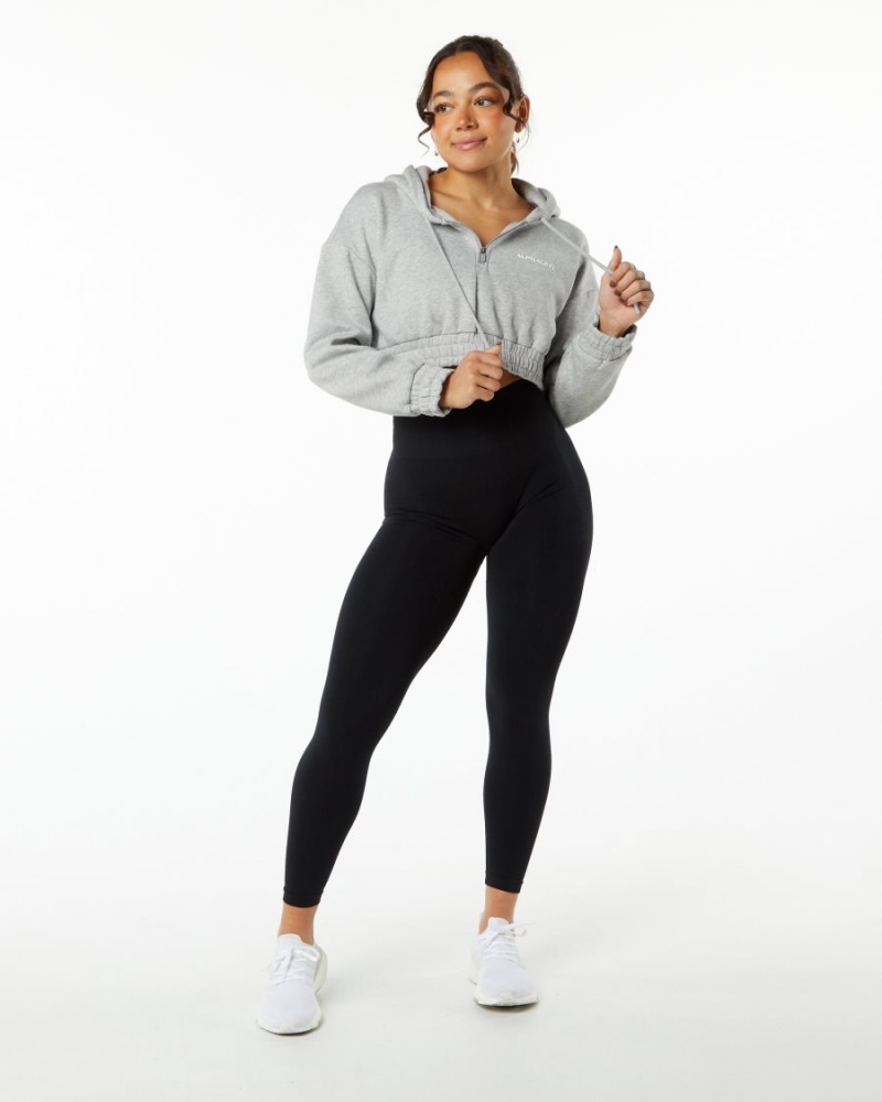 Sweat a Capuche Alphalete Classiche Capital Crop Hoodie Grise Femme | WMS-70836311