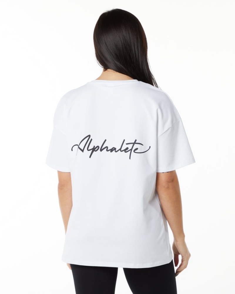 Chemises Alphalete Signature Oversized Tee Blanche Femme | HSO-84283345