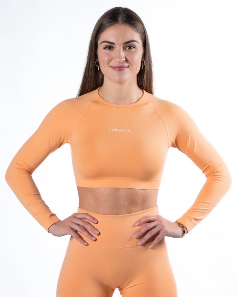 Manches Longues Alphalete Amplify LS Crop Corail Femme | RSJ-09037808