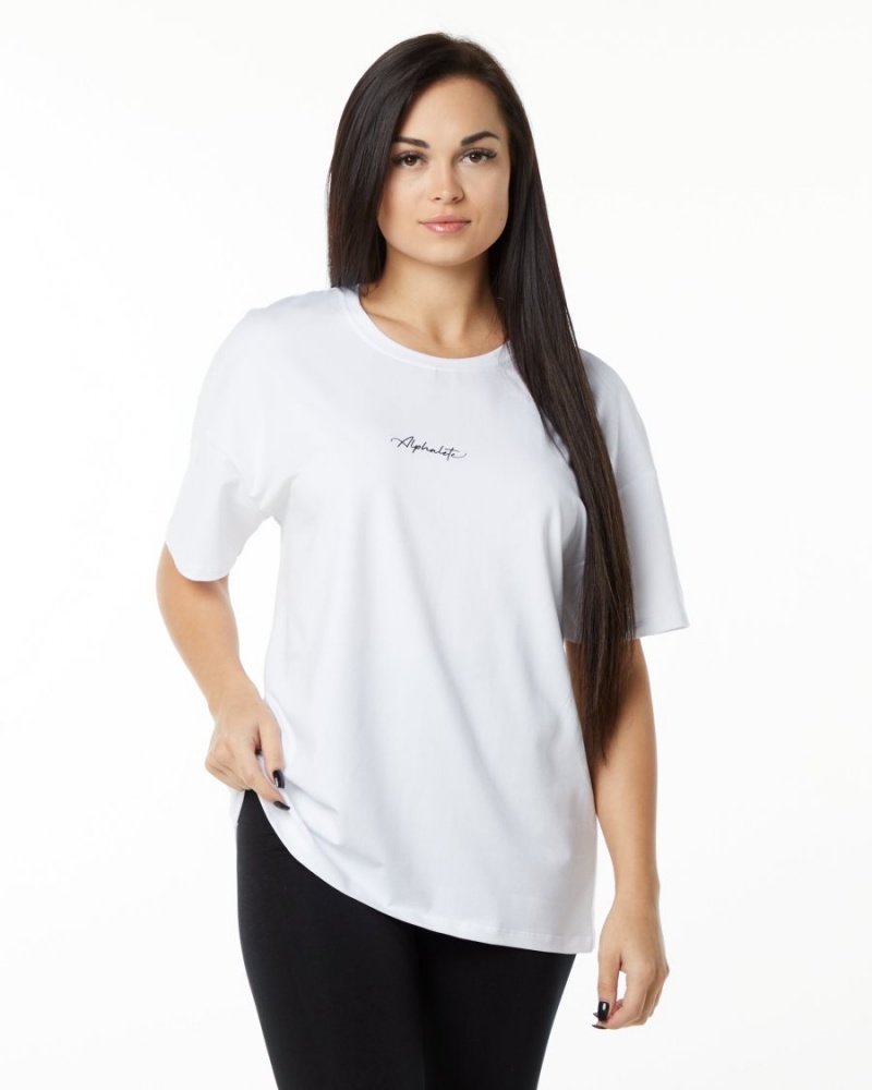 Chemises Alphalete Signature Oversized Tee Blanche Femme | HSO-84283345